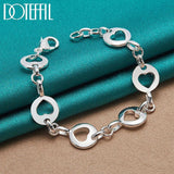 925 Sterling Silver Heart Chain Bracelet Women Wedding Jewelry