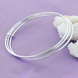 925 Silver Three Circle Bangle Bracelet Wedding Charm Jewelry