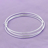 925 Silver Three Circle Bangle Bracelet Wedding Charm Jewelry
