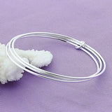 925 Silver Three Circle Bangle Bracelet Wedding Charm Jewelry