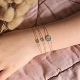 925 Sterling Silver Green Zircons Round Charm Bracelets For Women