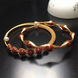 Red Cinnabar 14K Filled Wire Twining Bracelet for Women