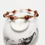 Red Cinnabar 14K Filled Wire Twining Bracelet for Women