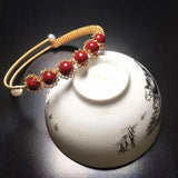 Red Cinnabar 14K Filled Wire Twining Bracelet for Women