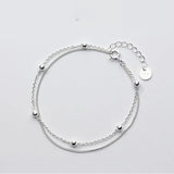 925 Silver Double Layer Beads Bracelet for Women
