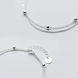 925 Silver Double Layer Beads Bracelet for Women