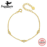 925 Silver Plated Heart Chain Bracelet For Women Charm Jewelry