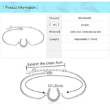 925 Sterling Silver Link Bracelet with CZ Crystal Horseshoe Charms