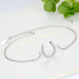 925 Sterling Silver Link Bracelet with CZ Crystal Horseshoe Charms