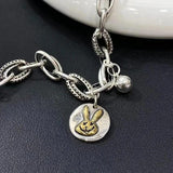 925 Silver Round Rabbit Vintage Bracelet