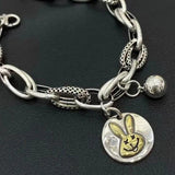 925 Silver Round Rabbit Vintage Bracelet