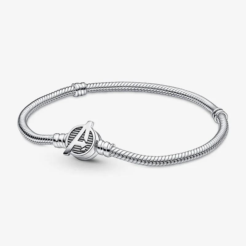925 Sterling Silver Zircon Heart Daisy Clap Chain Bracelet