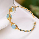 Aquamarine Beaded Bracelet for Women Jewelry