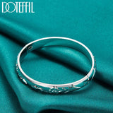 925 Silver Rose Cuff Bangle Bracelet Women Wedding Engagement Jewelry