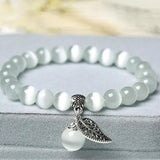 Sky Opal Hand Carved Pearl Jade Bracelet for Women