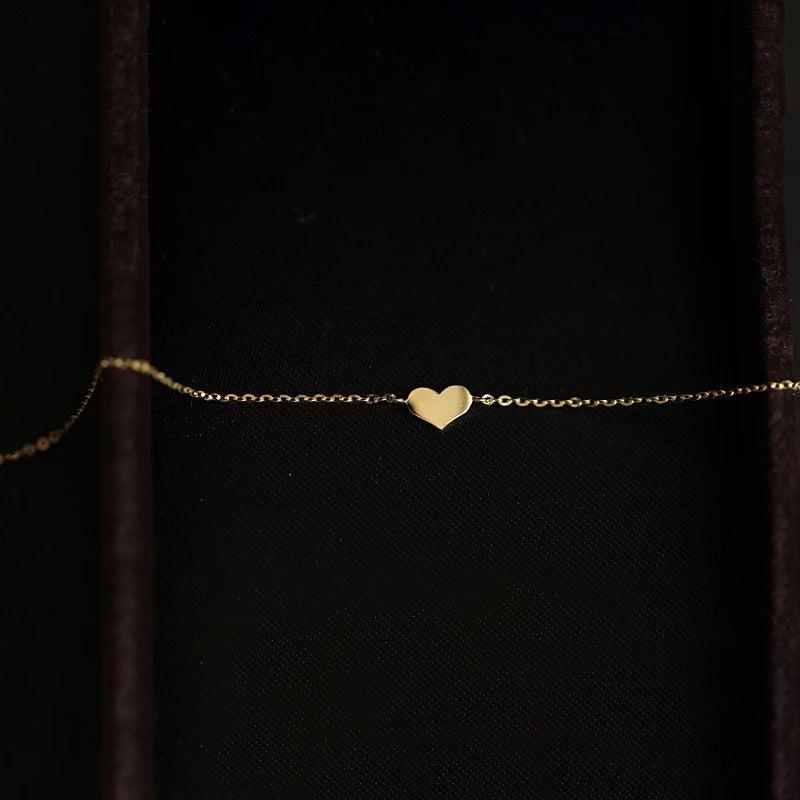 925 Silver Heart Chain Bracelet 14K Women Fine Jewelry