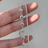 925 Sterling Silver Heart Double Chain Vintage Bracelet S-B451