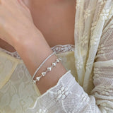 925 Sterling Silver Heart Double Chain Vintage Bracelet S-B451