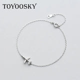 925 Sterling Silver Crystal Aircraft Bracelet