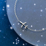 925 Sterling Silver Crystal Aircraft Bracelet