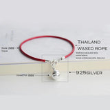 925 Bell Charm Red Rope Bracelet Red Thread Hand Line String