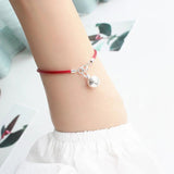 925 Bell Charm Red Rope Bracelet Red Thread Hand Line String
