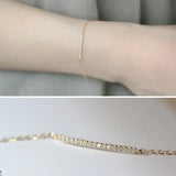 925 Sterling Silver Zircon Chain Bracelet Punk Fine Jewelry