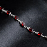 925 Silver Red Zircon Charm Bracelet Chain Wedding Jewelry