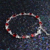925 Silver Red Zircon Charm Bracelet Chain Wedding Jewelry