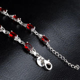 925 Silver Red Zircon Charm Bracelet Chain Wedding Jewelry