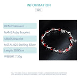 925 Silver Red Zircon Charm Bracelet Chain Wedding Jewelry
