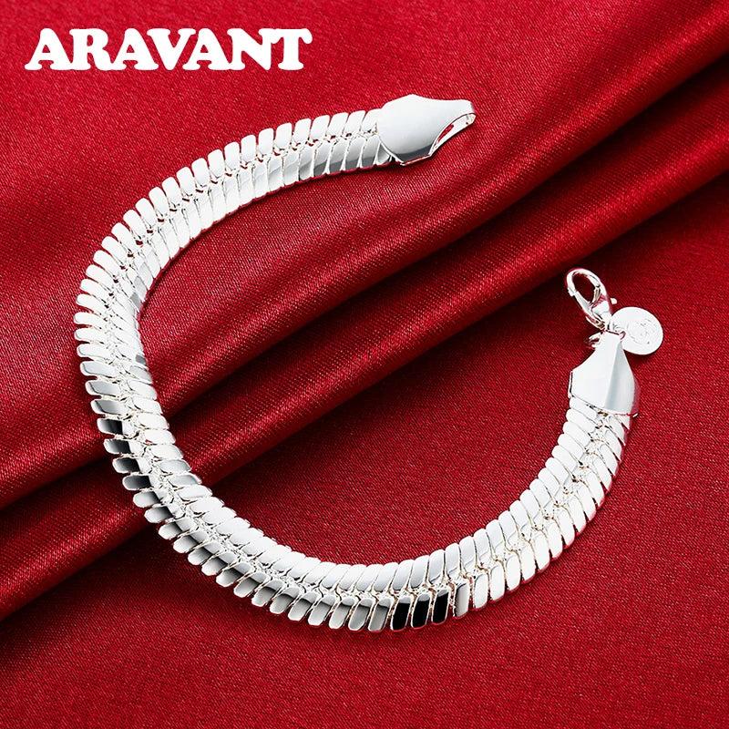 925 Silver Flat Snake Chain Bracelet 10MM