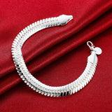 925 Silver Flat Snake Chain Bracelet 10MM