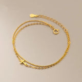 925 Silver Cross Bead Chain Bracelet for Women