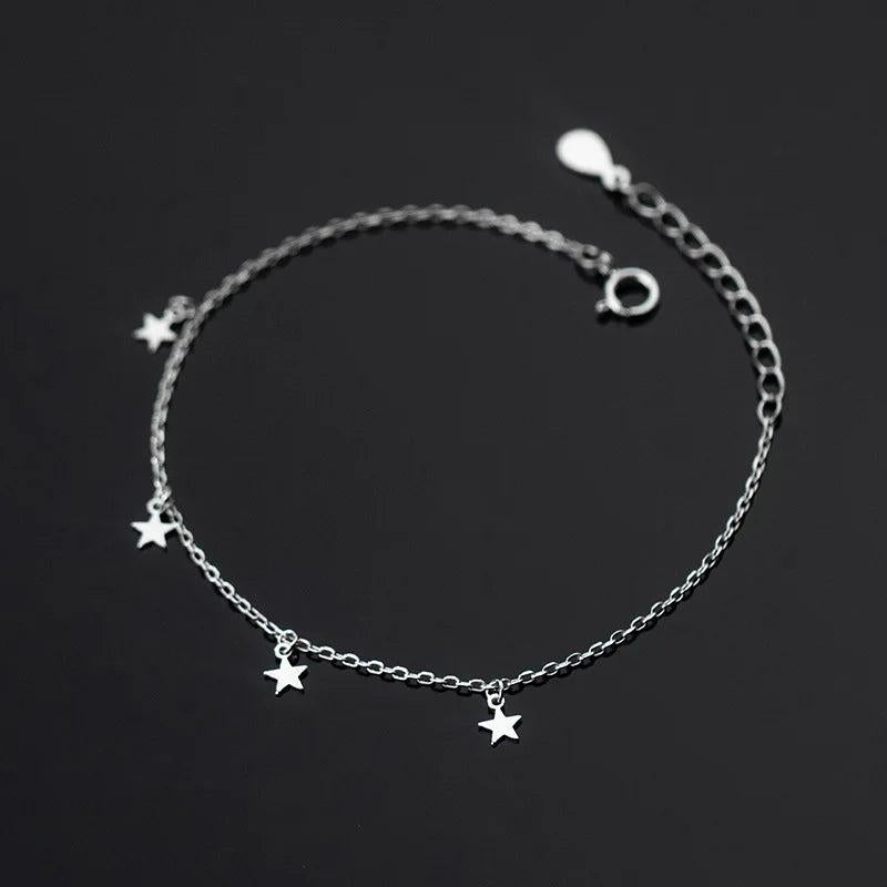 925 Silver Small Stars Chain Bracelets For Women Party Gothic Girl