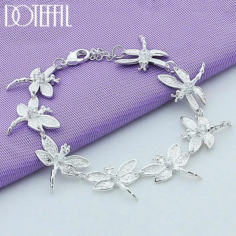 925 Silver Dragonfly Bracelet Women's Wedding Jewelry