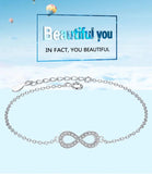 925 Sterling Silver Infinity Bracelet with Crystal Beads