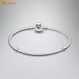 925 Silver Heart Infinity Clasp Bracelet Women DIY Jewelry