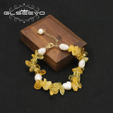 Pearl Citrine Pendant Bracelet Wedding Jewelry