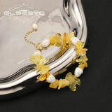 Pearl Citrine Pendant Bracelet Wedding Jewelry