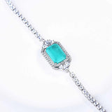 Rectangle Paraiba Tourmaline Silver Charms Bracelet for Women