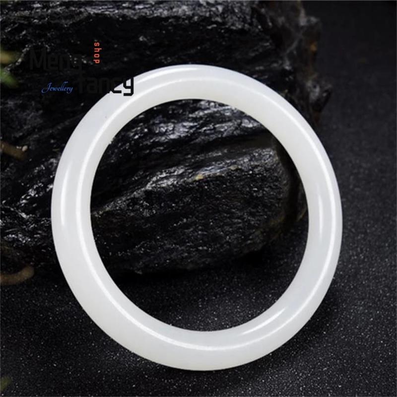 Hetian Sheep Fat Jade Round Bangle Bracelet Women