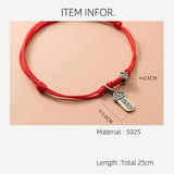 Red Thread Silver Bracelet Women 925 Lucky Retro