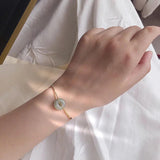 Hetian Jade Donut Bracelet Amulet Charm Jewelry 925 Silver
