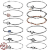925 Sterling Silver Heart Button Disc Bracelet for Charm Beads