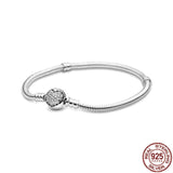 925 Sterling Silver Heart Button Disc Bracelet for Charm Beads