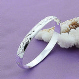 925 Silver Flower Rose Cuff Bangle Bracelet Wedding Engagement