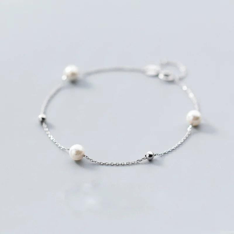 TrustDavis 925 Silver Pearl Bead Bracelet Wedding Jewelry