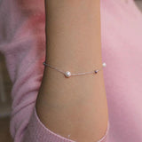 TrustDavis 925 Silver Pearl Bead Bracelet Wedding Jewelry