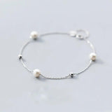 TrustDavis 925 Silver Pearl Bead Bracelet Wedding Jewelry